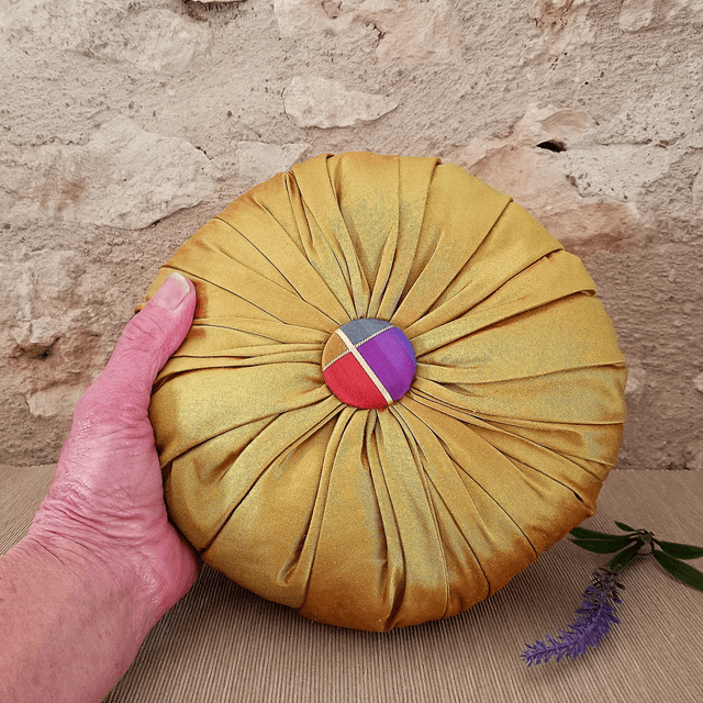 Lavender filled Pillow – Lavender-Filled Gold Silk Cushion