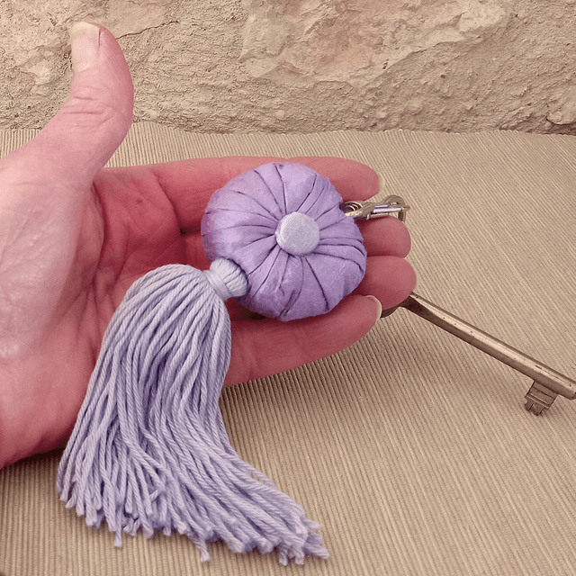 Lavender Sachet Keyring made with Lavender Dupion Silk