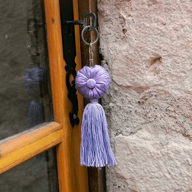 Lavender Sachet Keyring made with Lavender Dupion Silk