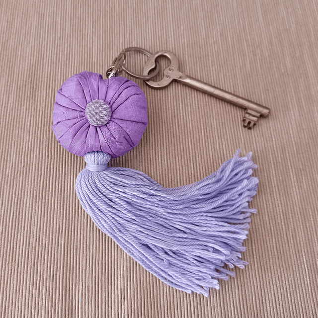 Lavender Sachet Keyring made with Lavender Dupion Silk