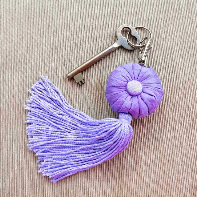Lavender Sachet Keyring made with Lavender Dupion Silk