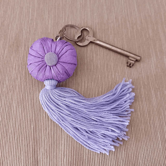 Lavender Sachet Keyring made with Lavender Dupion Silk